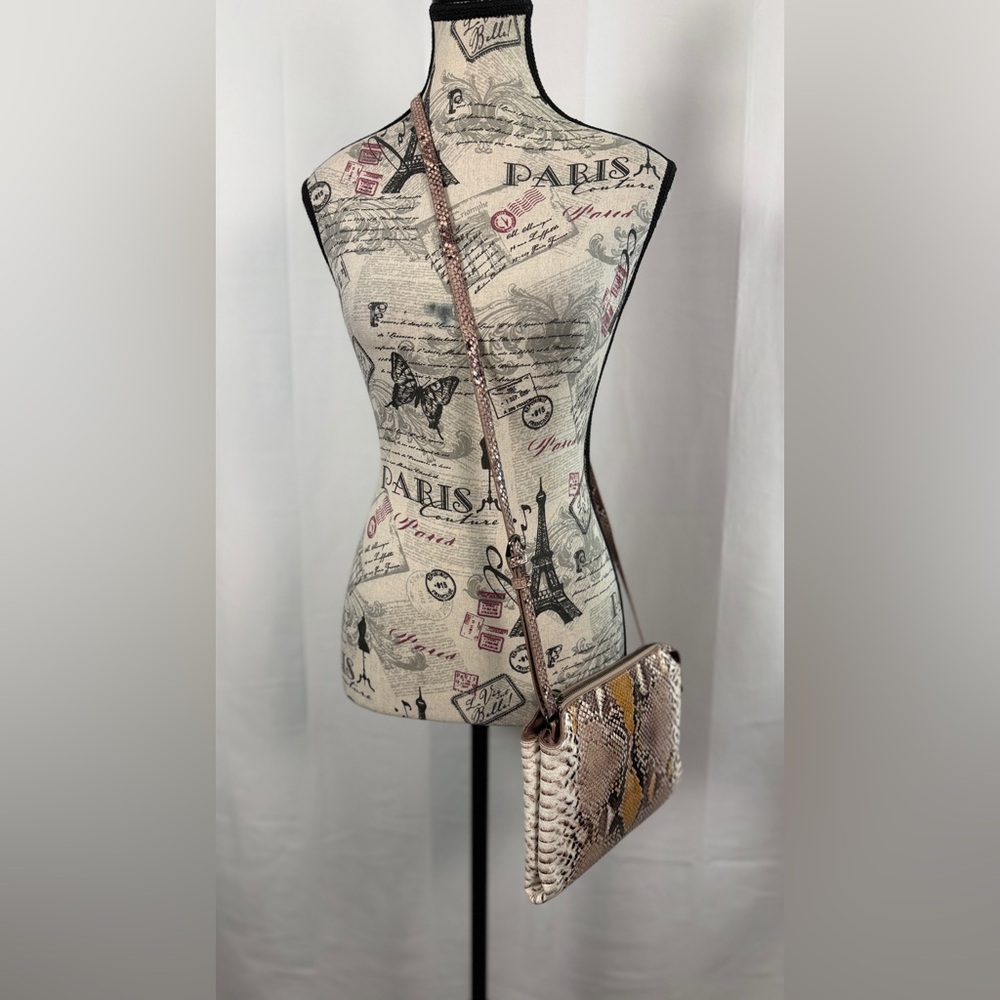 A New Day Faux Snakeskin Crossbody Bag | Brown & Tan | Adj Strap - Picture 3 of 13